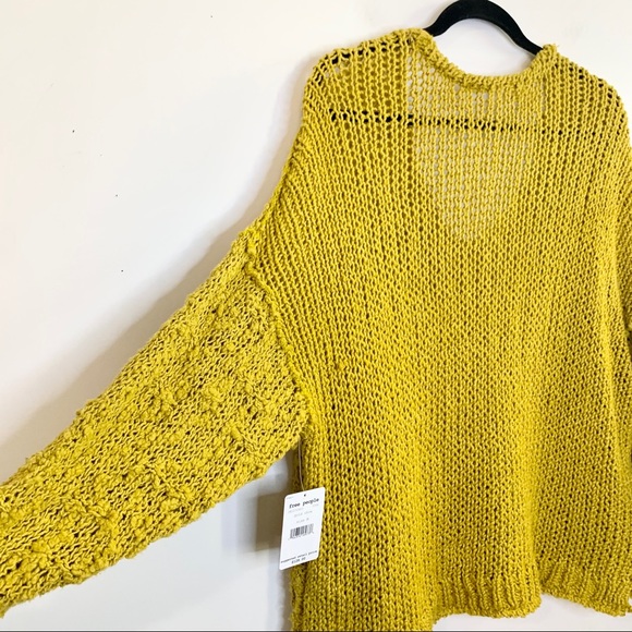 FREE PEOPLE Sunday Shore Cotton Blend Sweater Gold - Picture 9 of 12
